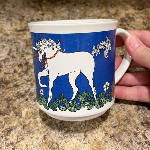 Vintage Unicorn Mug with Blue and White Design - Picture 3 of 16